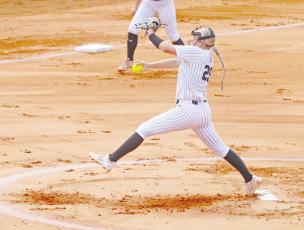 ERIC DENTY / Staff   Morgan Boatright gets the start in the circle in play earlier this season. She and Ada Sluder have been go-to pitchers this season.