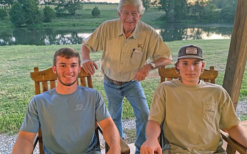 The connection with the families of Griffin Phelps, left, and Andy Peel, right, runs five generations deep with the NeSmiths. The UGA freshmen visited our Smithonia farm on Aug. 25.