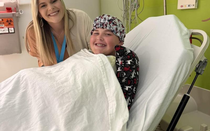 Braden Daniels is joined by his mother, Hayden Daniels, just before going in for brain surgery early this month. Braden has a post-op appointment on June 18, his mother reported.
