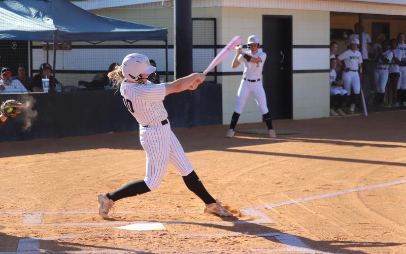 ERIC DENTY / Staff Lady Jacket Kallie Scott belted her 20th home run of the season against the Villa Rica Lady Wildcats. (This picture was taken earlier in the game.)