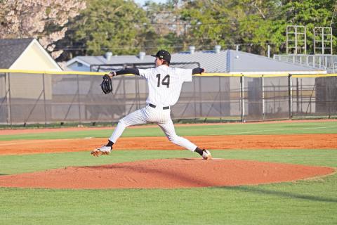 ERIC DENTY / Staff Jacket Branton Ray pitched in relief against the BC Cadets.