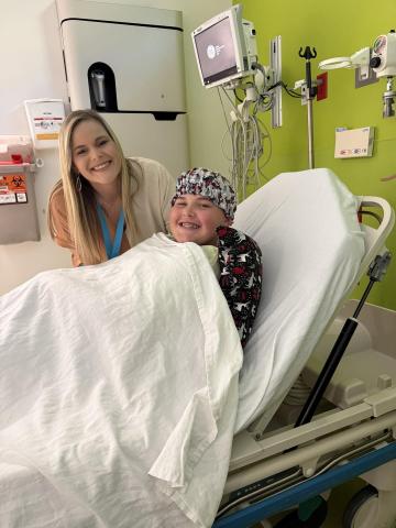 Braden Daniels is joined by his mother, Hayden Daniels, just before going in for brain surgery early this month. Braden has a post-op appointment on June 18, his mother reported.