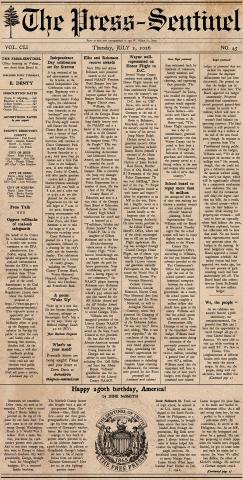 The Press-Sentinel imagined what this week's edition might have looked like in 1776