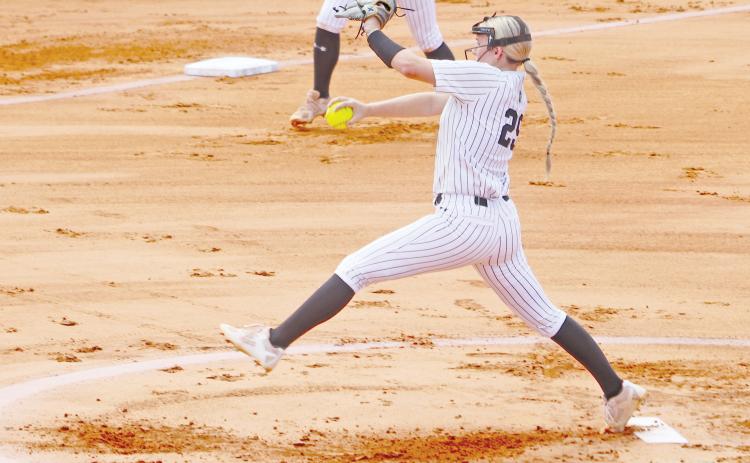 ERIC DENTY / Staff   Morgan Boatright gets the start in the circle in play earlier this season. She and Ada Sluder have been go-to pitchers this season.