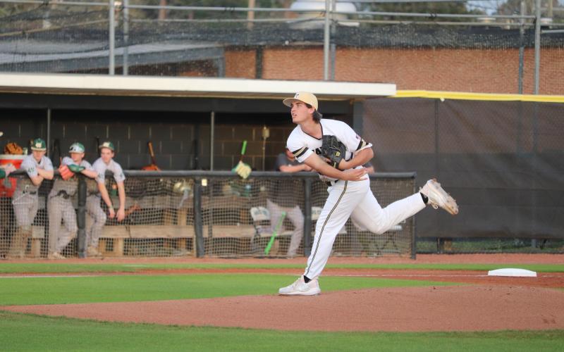 Eli Grantham pitched another solid game in the win over Ware County High. He went three innings and gave up just one hit and no runs. He struck out two and walked two.